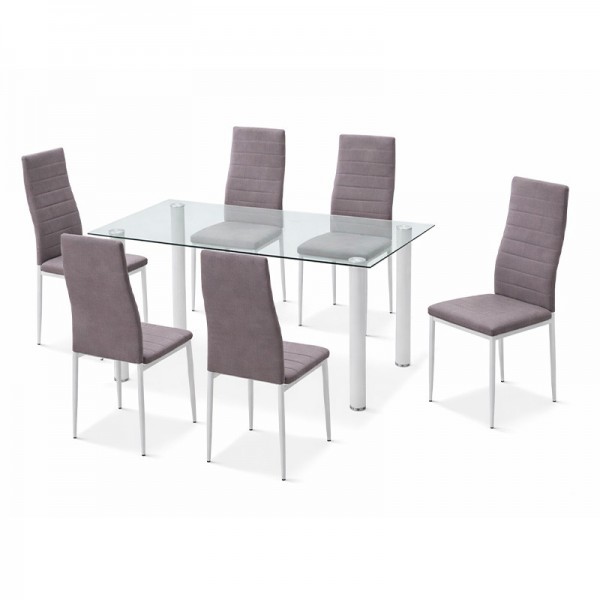Juego de comedor completo Mod. Yuri blanco