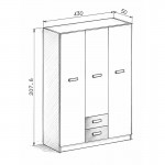 Armario juvenil 3P 2C Mod. Donald 130cm