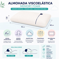 Almohada Viscoelástica Memory Foam 40×70 cm tacto suave