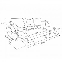 Chaiselongue cama reversible Corea 3 plazas