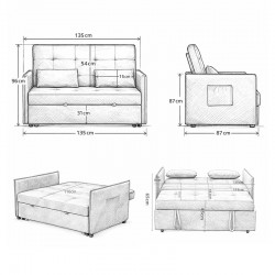 Sofá cama clic-clac Mod Bilbao 2 plazas