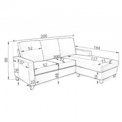 Chaiselongue reversible Mod. Duque 3 plazas