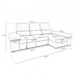 Chaiselongue cama Mod. Nadia 3 plazas