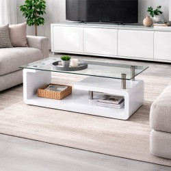 Mesa de centro tapa de cristal Mod. Eva